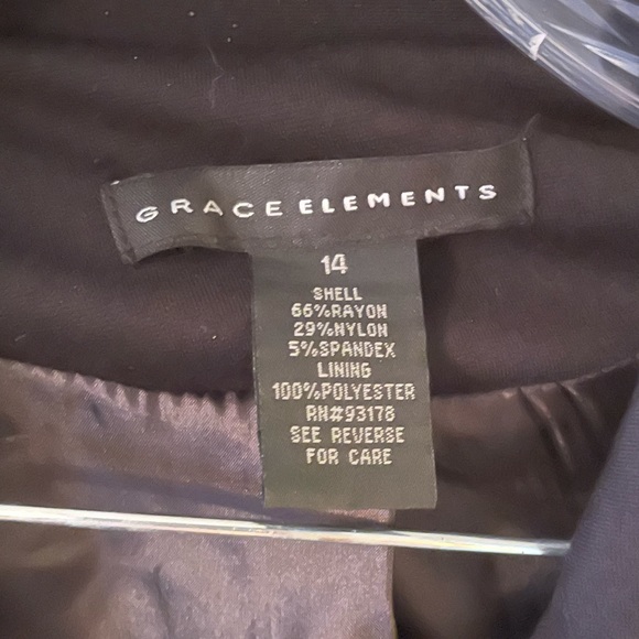 Grace Elements Black Long Sleeve Jacket Blazer Zip Up Zip Cuffs 14 - Picture 6 of 7